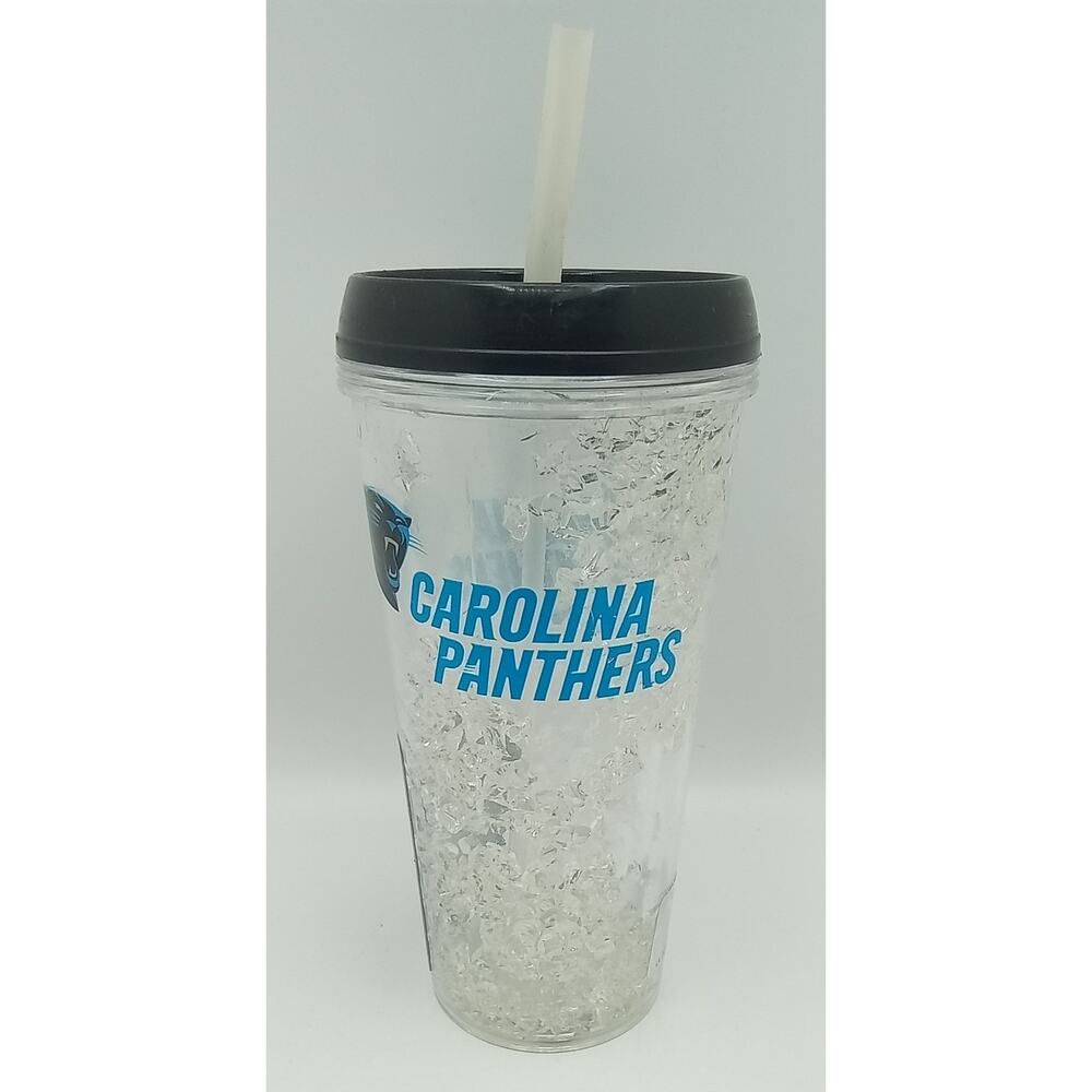 Carolina Panthers NFL Crystal Freezer 14 oz Tumbler w/Lid & Straw